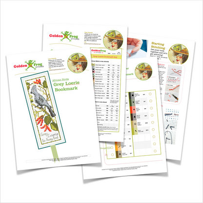 Grey Loerie (Go-Away Bird) Bookmark (Digital Pattern Download)